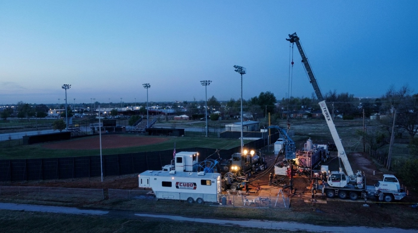 Restauração de Água Municipal, Interceptações Horizontais, Midwest City, Oklahoma, EUA