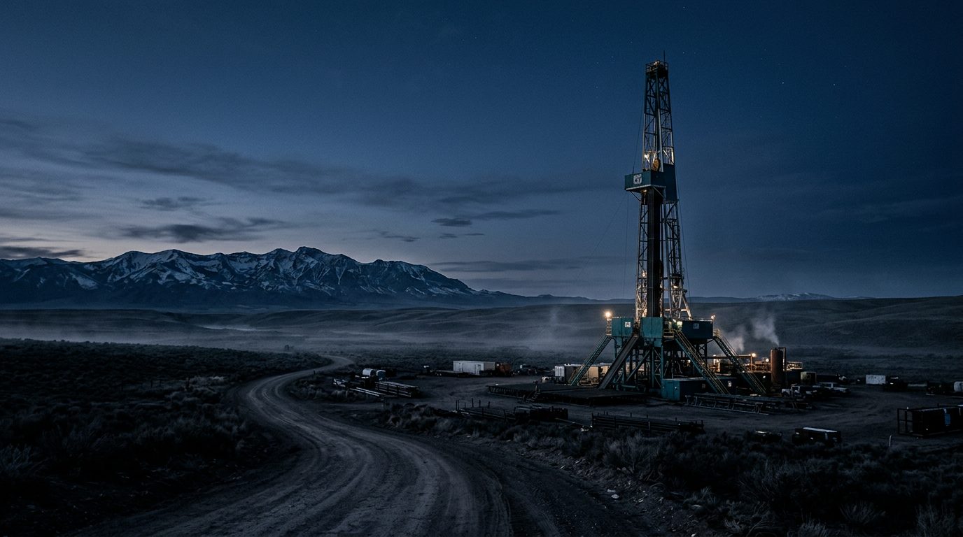 Gunnar wired-pipe land drilling rig at blue hour